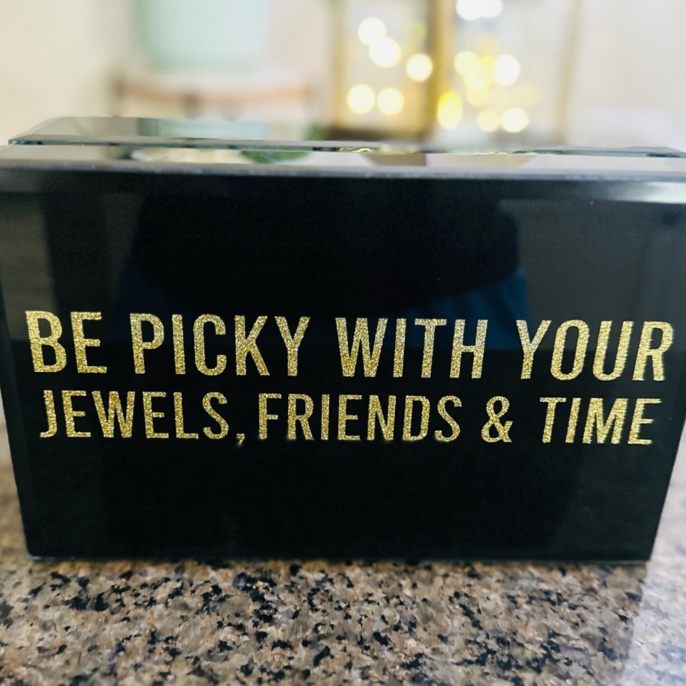 Allure Black Jewelry Box with Gold Glitter Writing